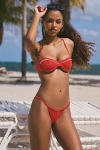 Out From Under Chloe Tunneled Ruched Bikini Bottom In Red Alert, Women's At Urban Outfitters In Red Alert