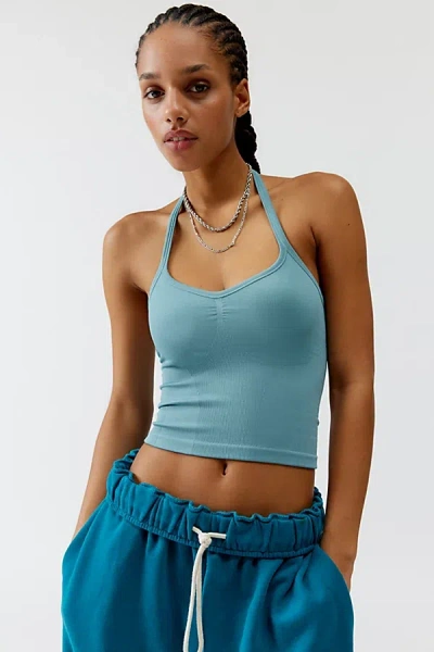 Out From Under Clara Seamless Contour Halter Top In Turquoise, Women's At Urban Outfitters