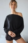 Out From Under Clarity Cozy Knit Off-the-shoulder Top In Black, Women's At Urban Outfitters