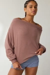 Out From Under Clarity Cozy Knit Off-the-shoulder Top In Brown, Women's At Urban Outfitters In Brown