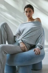 Out From Under Clarity Cozy Knit Off-the-shoulder Top In Grey, Women's At Urban Outfitters