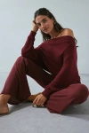 Out From Under Clarity Cozy Knit Off-the-shoulder Top In Maroon, Women's At Urban Outfitters