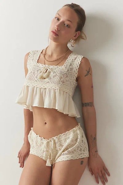 Out From Under Cliona Crochet Babydoll Top In Ivory, Women's At Urban Outfitters