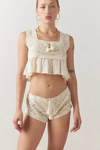 Out From Under Cliona Crochet Micro Short In Ivory, Women's At Urban Outfitters