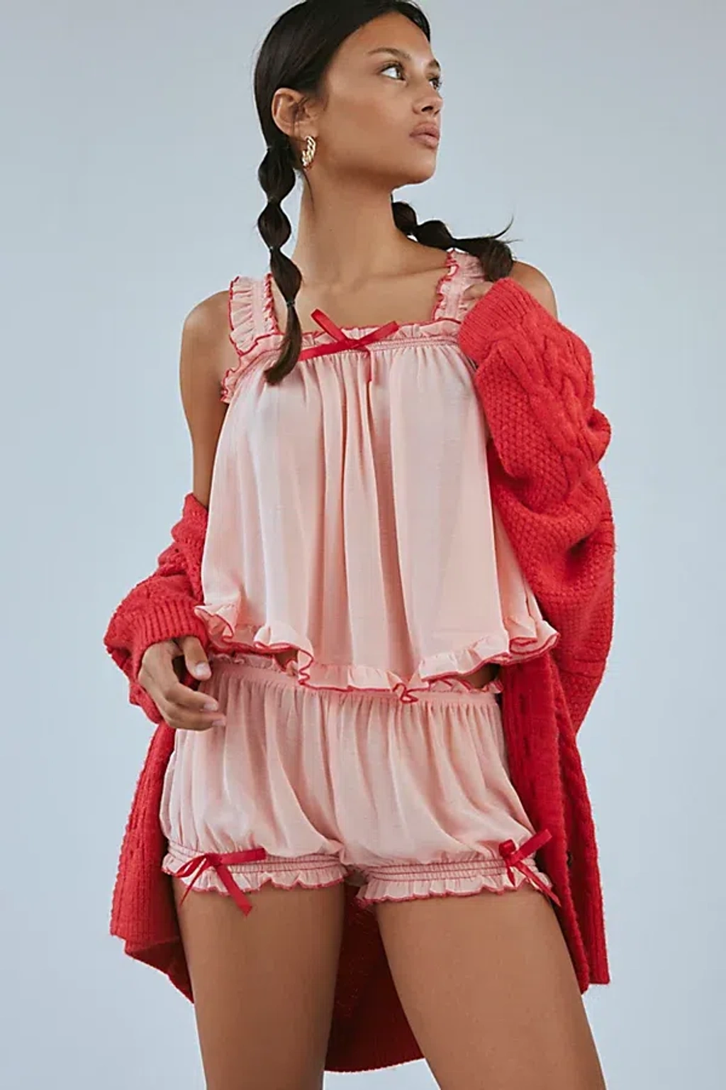 Out From Under Colette Sheer Ruffle Tank Top & Bloomer Short Set