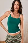Out From Under Cotton Compression Layered Cami In Dark Green, Women's At Urban Outfitters