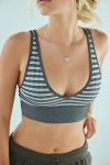 Out From Under Corinne Seamless Knit V-neck Bralette In Black Gingham, Women's At Urban Outfitters