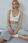 Out From Under Corinne Seamless Knit V-neck Bralette In Ivory, Women's At Urban Outfitters