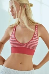 Out From Under Corinne Seamless Knit V-neck Bralette In Red Gingham, Women's At Urban Outfitters