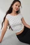 Out From Under Cotton Compression Boatneck Cropped Tee Top In Black/white Polka Dots, Women's At Urban Outfitters