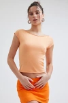 Out From Under Cotton Compression Boatneck Tee In Bright Orange, Women's At Urban Outfitters