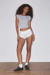 Out From Under Cotton Compression Boatneck Cropped Tee Top In Grey, Women's At Urban Outfitters