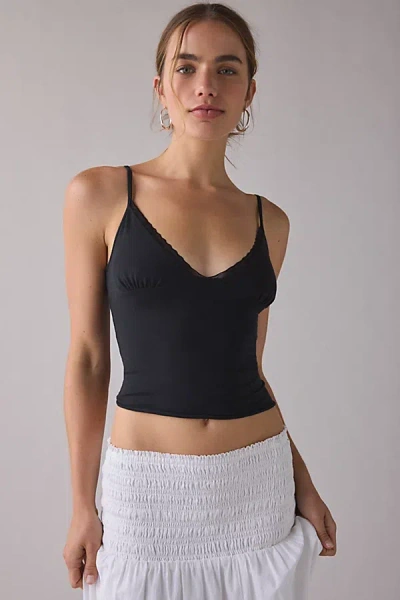 Out From Under Cotton Compression Triangle Lace Trim Cami In Black, Women's At Urban Outfitters