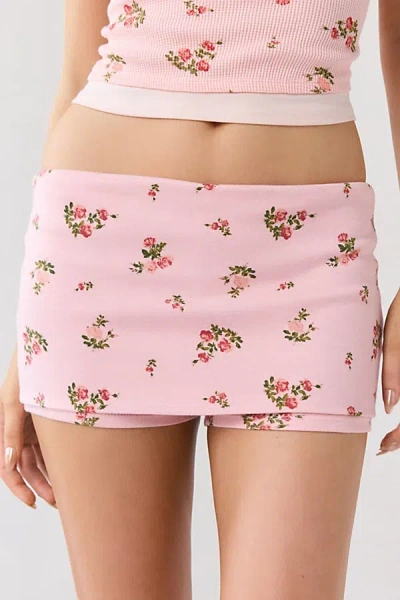Out From Under Darling Low-rise Foldover Micro Mini Skort In Pink, Women's At Urban Outfitters