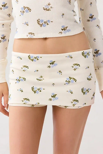 Out From Under Darling Low-rise Foldover Micro Mini Skort In White, Women's At Urban Outfitters