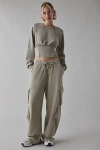 Out From Under Day To Day Baggy Barrel Leg Cargo Sweatpant In Grey, Women's At Urban Outfitters In Gray