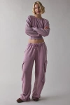 Out From Under Day To Day Baggy Barrel Leg Cargo Sweatpant In Maroon, Women's At Urban Outfitters In Pink