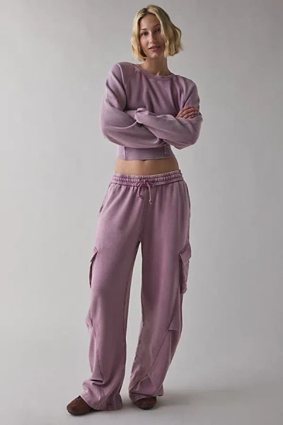 Out From Under Day To Day Baggy Barrel Leg Cargo Sweatpant In Maroon, Women's At Urban Outfitters In Pink