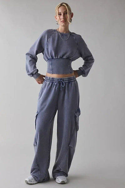 Out From Under Day To Day Baggy Barrel Leg Cargo Sweatpant In Navy, Women's At Urban Outfitters In Blue