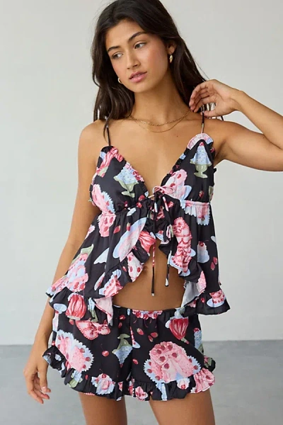 Out From Under Daydream Satin Flyaway Cami + Micro Short Pj Set In Black, Women's At Urban Outfitters