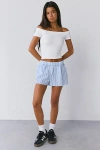 Out From Under Days Off Seamless Knit Off-the-shoulder Top In White, Women's At Urban Outfitters