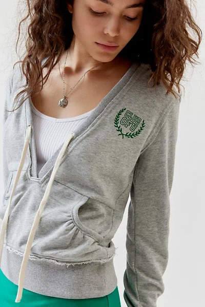 Out From Under Deep-v Pullover Hoodie Sweatshirt In Grey, Women's At Urban Outfitters
