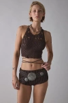 Out From Under Delilah Crochet Lace-up Bra Top In Brown, Women's At Urban Outfitters