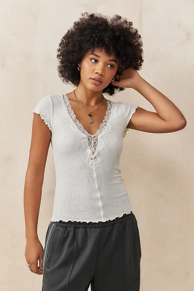 Out From Under Delilah Short Sleeve Top In Ivory, Women's At Urban Outfitters
