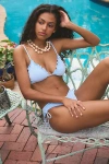 Out From Under Devon Shirred Triangle Bikini Top In Ice Water, Women's At Urban Outfitters In Ice Water