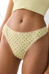 Out From Under Diamond Pointelle Knit Low Rise Thong In Daisy Bed Ditsy Yellow, Women's At Urban Outfitters