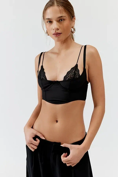 Out From Under Dolce Verano Layered Corset Bra Top In Black, Women's At Urban Outfitters