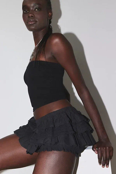Out From Under Dolce Verano Ruffle Bloomer Micro Short In Black, Women's At Urban Outfitters