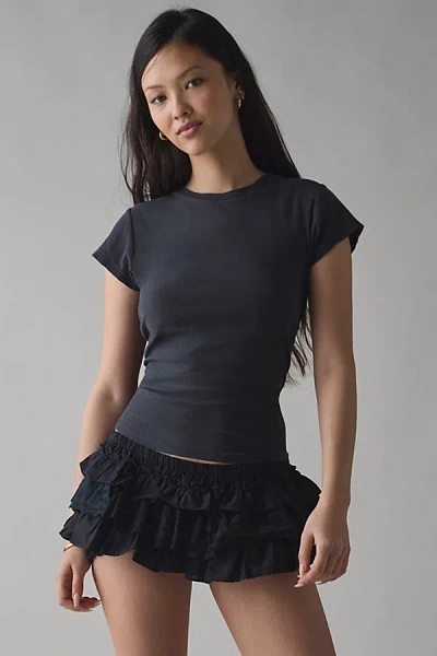 Out From Under Dolce Verano Ruffle Bloomer Short In Black, Women's At Urban Outfitters In Black