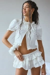 Out From Under Dolce Verano Ruffle Bloomer Short In Ivory, Women's At Urban Outfitters In Ivory