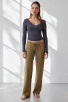 Out From Under Down And Out Straight Leg Sweatpant In Olive, Women's At Urban Outfitters In Green