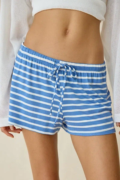 Out From Under Easy Mode Knit Pull-on Short In Blue Stripe, Women's At Urban Outfitters
