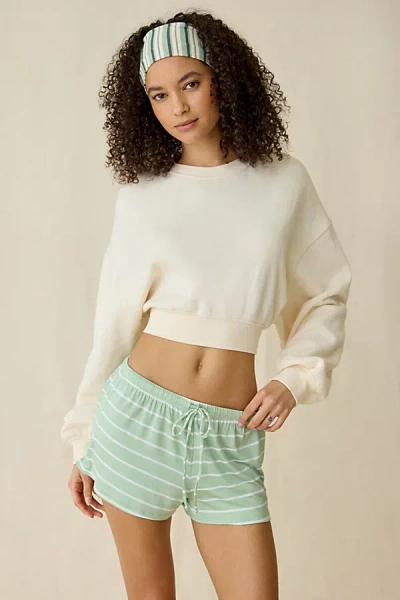 Out From Under Easy Mode Knit Pull-on Short In Green Stripe, Women's At Urban Outfitters
