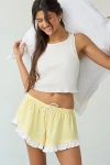 Out From Under Eat Your Heart Out Ruffle Pajama Short In Yellow, Women's At Urban Outfitters