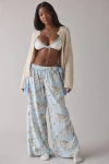 Out From Under Eat Your Heart Out Side-tie Bow Pj Pants In Light Blue, Women's At Urban Outfitters