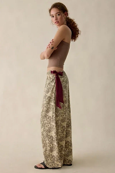 Out From Under Eat Your Heart Out Side-tie Bow Pj Pants In Neutral, Women's At Urban Outfitters In Brown