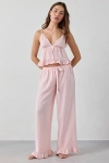 Out From Under Eloise Satin Ruffle Pj Pants In Pink, Women's At Urban Outfitters In Pink