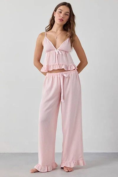 Out From Under Eloise Satin Ruffle Pj Pants In Pink, Women's At Urban Outfitters