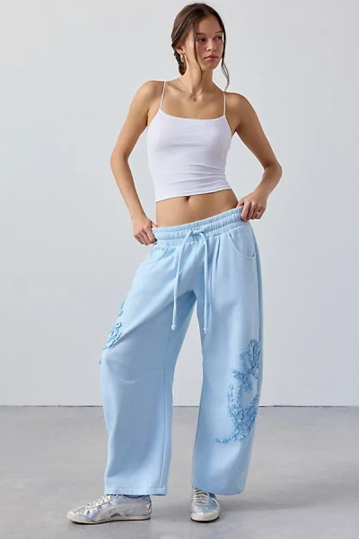 Out From Under Essential Barrel Leg Full Length Sweatpant In Blue, Women's At Urban Outfitters