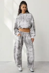 Out From Under Essential Barrel Leg Full Length Sweatpant In Snow Leopard, Women's At Urban Outfitters In Gray