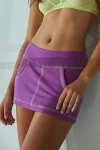 Shop Out From Under Fast Lane Slim Micro Skort In Berry, Women's At Urban Outfitters