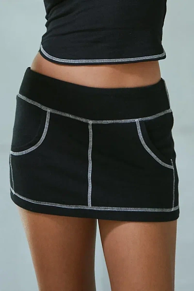 Out From Under Fast Lane Slim Micro Skort In Black, Women's At Urban Outfitters In Black