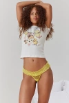 Out From Under Firecracker Smocked Lace Thong In Yellow, Women's At Urban Outfitters