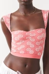 Out From Under Flower Power Seamless Cropped Top In Red, Women's At Urban Outfitters