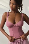 Out From Under Fuseform Seamed Plunge Tank Top In Rose, Women's At Urban Outfitters In Pink