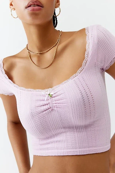 Out From Under Gabriella Seamless Baby Tee In Lilac, Women's At Urban Outfitters